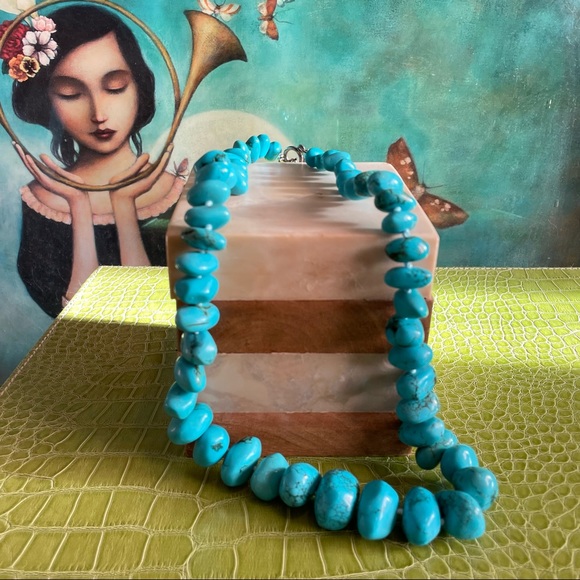 Coldwater Creek Knotted Turquoise & Dyed Stone Necklace | Boho - Picture 6 of 10